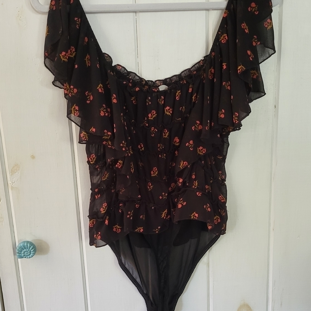 Free People Black Floral Bodysuit - Picture 9 of 14